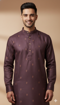 Wine Textured Motif Kurta (20216)