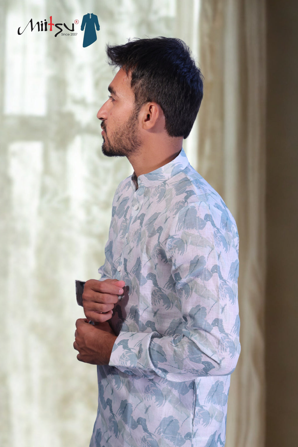 Pastel Rama Green Printed Cotton Kurta Set (2075)